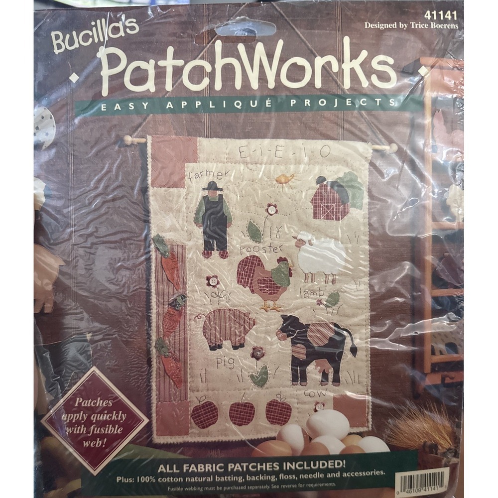 Bucilla's Patchworks Applique Kit Country Farm Animals 41141 Quilt Vintage